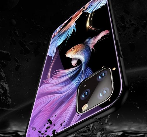 Луксозен стъклен твърд гръб за Apple iPhone 11 6.1'' - риби — снимка 2