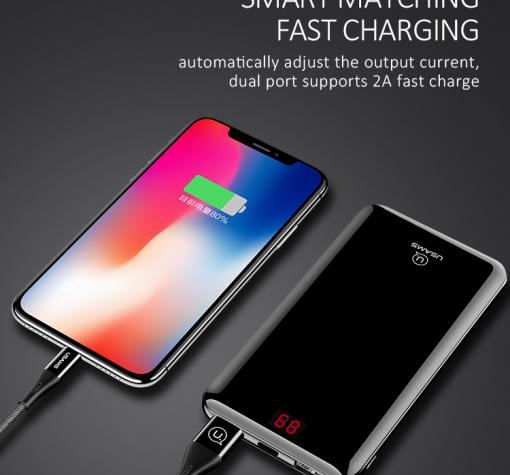 Универсална външна батерия USAMS PB5 / Universal Dual USB Digital Display Power Bank USAMS PB5 10000mAh - черна — снимка 2