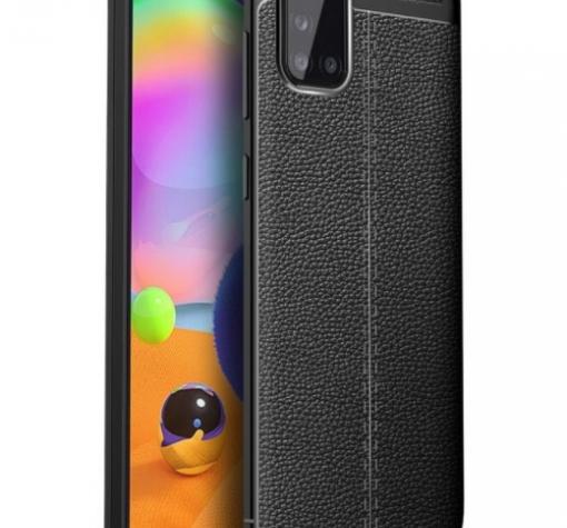 Луксозен силиконов калъф / гръб / TPU за Samsung Galaxy A02s - черен / имитиращ кожа