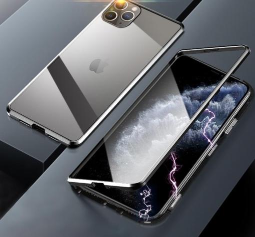 Магнитен калъф Bumper Case 360° FULL за Apple iPhone 11 Pro Max 6.5'' - прозрачен / сребриста рамка — снимка 2