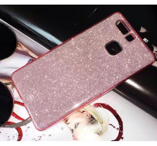 Луксозен ултра тънък силиконов калъф / гръб / TPU Ultra Thin FSHANG за Huawei P9 - розов / брокат — снимка 2