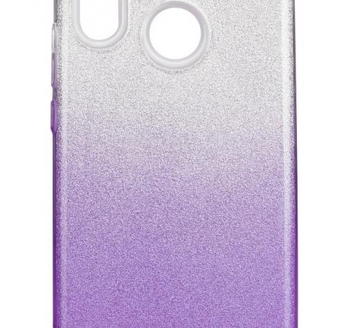 Силиконов калъф / гръб / TPU за Huawei P20 Lite - преливащ / сребристо и лилаво / брокат