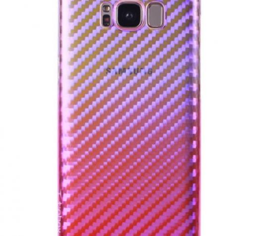 Луксозен силиконов калъф / гръб / TPU за Samsung Galaxy S8 G950 - преливащ / златисто с розово / carbon