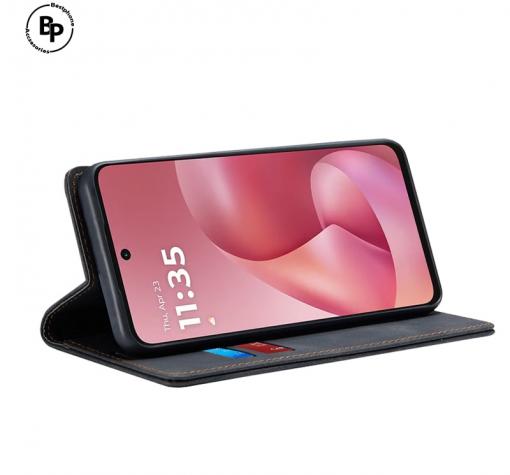 Кожен калъф Flip тефтер със стойка OPEN за Samsung Galaxy S24 - бордо — снимка 3
