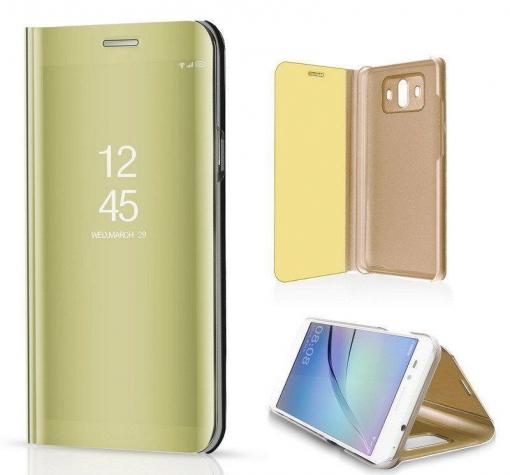 Луксозен калъф Clear View Cover с твърд гръб за Huawei Mate 10 Lite - златист — снимка 2