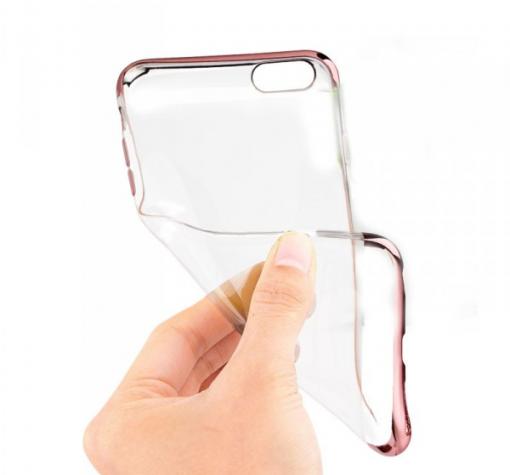 Луксозен ултра тънък силиконов калъф / гръб / TPU Ultra Thin Shining Case за Apple iPhone 7 Plus - прозрачен / Rose Gold кант — снимка 2
