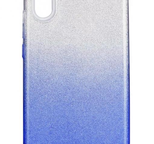 Силиконов калъф / гръб / TPU за Apple iPhone XR - преливащ / сребристо и синьо / брокат