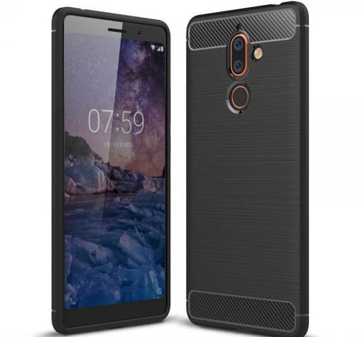 Силиконов калъф / гръб / TPU за Nokia 7 Plus - черен / carbon
