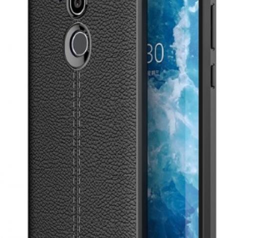 Луксозен силиконов калъф / гръб / TPU за Nokia 8.1 / Nokia X7 - черен / имитиращ кожа