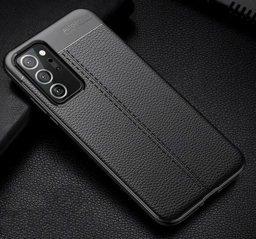 Луксозен силиконов калъф / гръб / TPU за Samsung Galaxy Note 20 - черен / имитиращ кожа