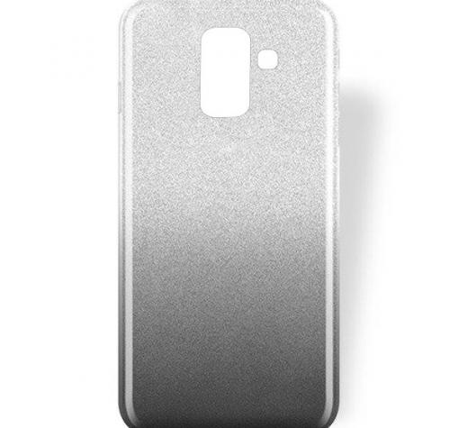 Силиконов калъф / гръб / TPU за Samsung Galaxy A6 Plus 2018 - преливащ / сребристо и сиво / брокат