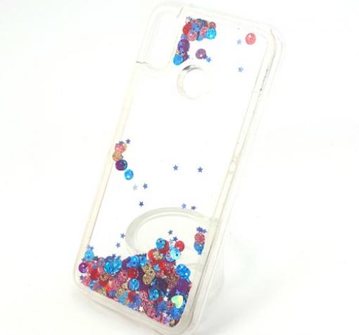 Луксозен твърд гръб 3D за Huawei P20 Lite - прозрачен / брокат / цветен — снимка 2