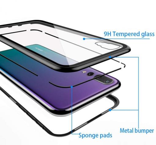 Магнитен калъф Bumper Case 360° FULL за Huawei P20 - прозрачен / черна рамка — снимка 3