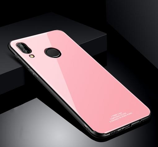 Луксозен стъклен твърд гръб за Huawei P Smart 2019 - розов