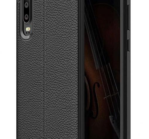 Луксозен силиконов калъф / гръб / TPU за Huawei P30 - черен / имитиращ кожа