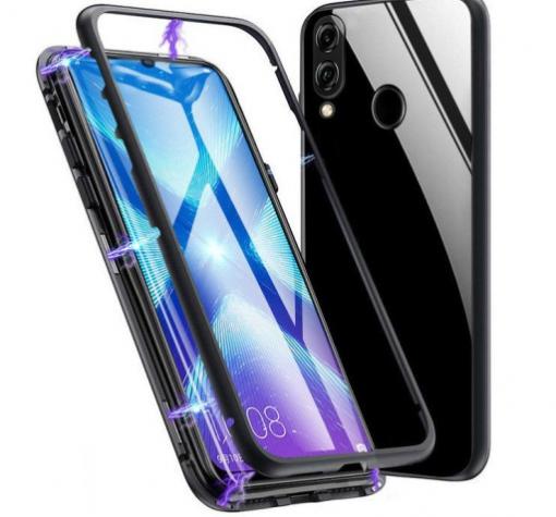 Магнитен калъф Bumper Case 360° FULL за Huawei P30 Lite - прозрачен / черна рамка