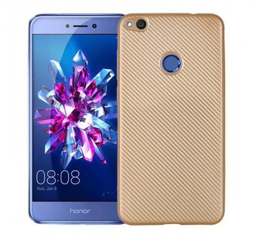 Силиконов калъф / гръб / TPU за Huawei P9 Lite Mini / Y6 Pro 2017 - златист / Carbon