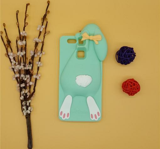 Силиконов калъф / гръб / TPU / PINK 3D за Huawei P9 Lite - MOSCHINO / заек / зелен