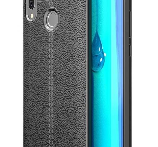 Луксозен силиконов калъф / гръб / TPU за Huawei P Smart 2019 - черен / имитиращ кожа