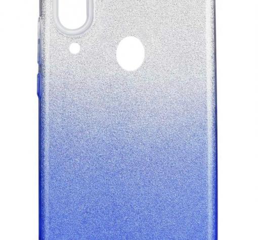 Силиконов калъф / гръб / TPU за Samsung Galaxy A30 - преливащ / сребристо и синьо / брокат