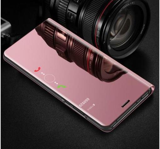 Луксозен калъф Clear View Cover с твърд гръб за Huawei P Smart Z / Y9 Prime 2019 - Rose Gold