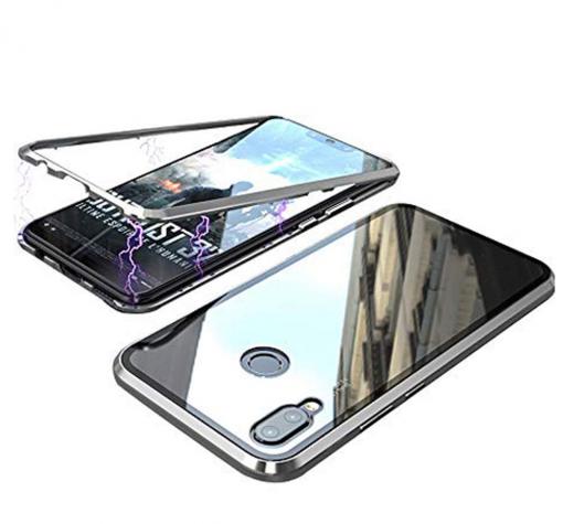 Магнитен калъф Bumper Case 360° FULL за Huawei P Smart Z / Y9 Prime 2019 - прозрачен / сребриста рамка