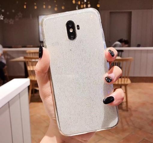 Силиконов калъф / гръб / TPU Bling за Samsung Galaxy J6 2018 - прозрачен / брокат