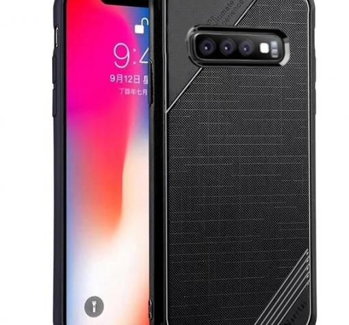 Луксозен силиконов калъф / гръб / TPU Cross Pattern за Samsung Galaxy S10 - черен