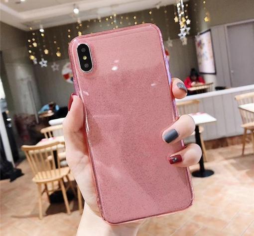 Силиконов калъф / гръб / TPU Bling за Samsung Galaxy M20 - прозрачен / розов / брокат