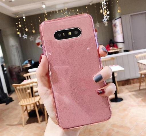 Силиконов калъф / гръб / TPU Bling за Samsung Galaxy S9 Plus G965 - прозрачен / розов / брокат