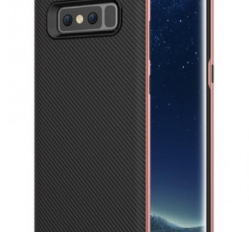 Луксозен твърд гръб за Samsung Galaxy Note 8 N950 - черен / Rose Gold кант / Carbon