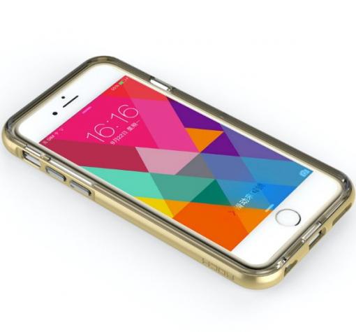 Оригинален гръб ROCK Light Tube Case за Apple iPhone 6 / iPhone 6S - прозрачен със златист кант — снимка 4