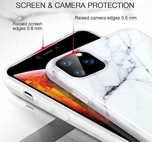 Луксозен твърд гръб за Apple iPhone 11 6.1" - бял / мрамор — снимка 2