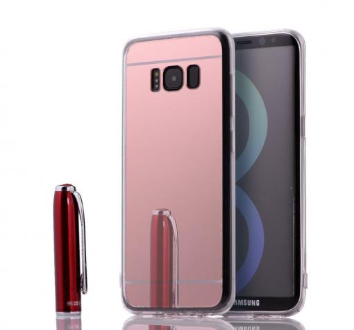 Луксозен силиконов калъф / гръб / TPU за Samsung Galaxy S8 G950 - Rose Gold / огледален