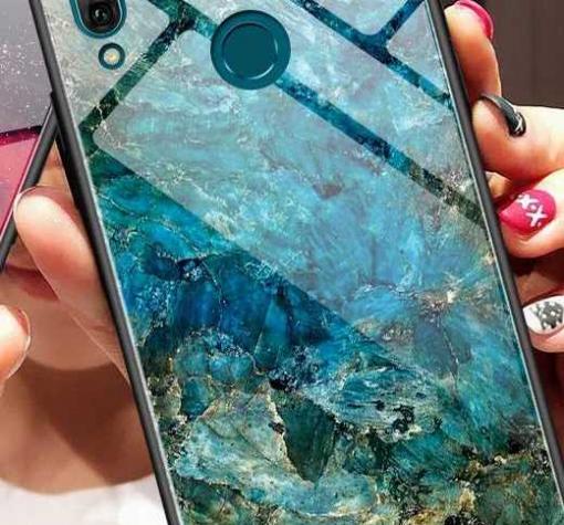 Луксозен стъклен твърд гръб за Xiaomi Redmi 7 - син — снимка 2