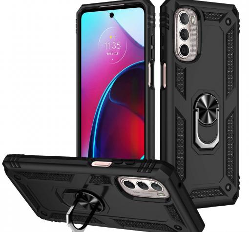 Силиконов гръб TPU кейс Hybrid Magnetic Finger Ring Car Holder за Motorola Moto G31 / G41 4G - черен
