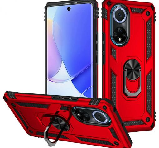 Силиконов гръб / кейс / Spigen със стойка и магнитно захващане за Huawei Nova 9 – червен