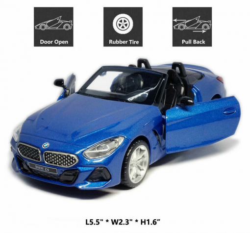 Метална кола с отварящи се врати и капаци светлини и звуци MSZ BMW Z4 M40i Convertible 1:30 — снимка 3