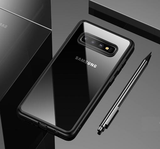 Луксозен силиконов гръб USAMS MANT Series TPU за Samsung Galaxy S10 - прозрачен / черен кант