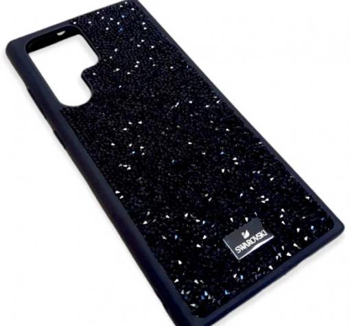 Луксозен твърд гръб / кейс / Swarovski за Samsung Galaxy S22 Ultra 5G - черен / камъни
