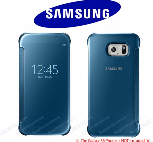 Страничен флип калъф Clear View Cover за Samsung Galaxy S6 G920 - син — снимка 3