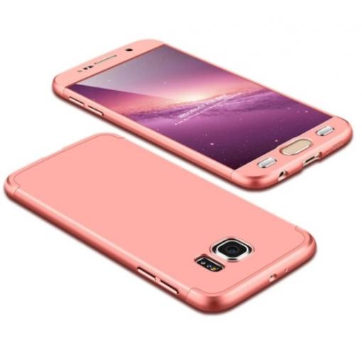Луксозен твърд гръб GKK 3in1 360° Full Cover за Samsung Galaxy S7 Edge G935 - Rose Gold / лице и гръб