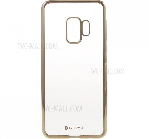 Оригинален силиконов калъф / гръб / TPU G-Case Plating за Samsung Galaxy S9 Plus G965 - прозрачен / златист кант