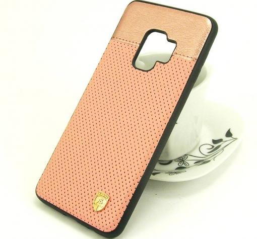 Луксозен кожен твърд гръб AIRBIRD със силиконов кант за Samsung Galaxy S9 G960 - Rose Gold / Grid