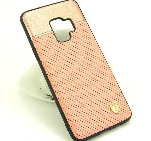 Луксозен кожен твърд гръб AIRBIRD със силиконов кант за Samsung Galaxy S9 Plus G965 - Rose Gold / Grid — снимка 2