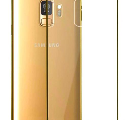 Оригинален твърд гръб Clear Cover EF-QG960 за Samsung Galaxy S9 G960 - прозрачен със златист кант