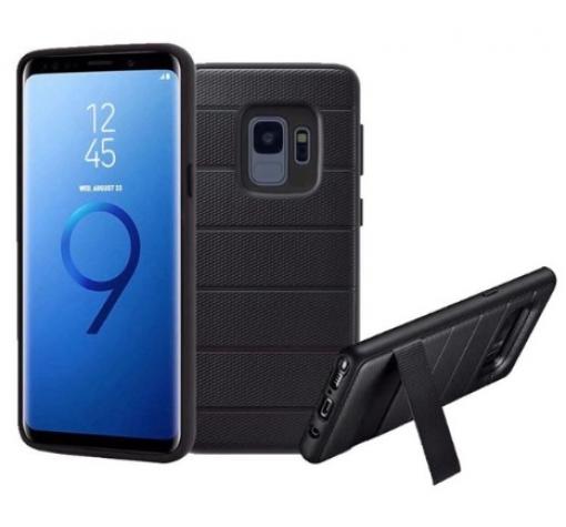 Силиконов гръб TPU Hybrid с твърда част и стойка за Samsung Galaxy S9 Plus G965 - черен