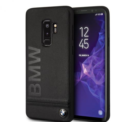 Оригинален кожен твърд гръб BMW за Samsung Galaxy S9 Plus G965 - черен