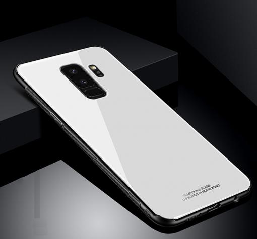Луксозен стъклен твърд гръб за Samsung Galaxy J6 Plus 2018 - бял