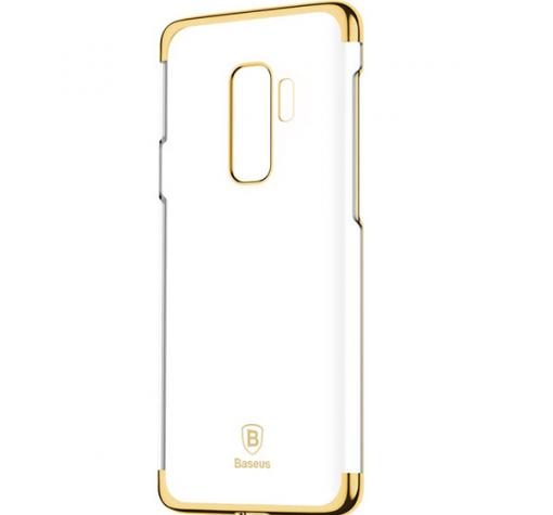 Луксозен твърд гръб Baseus Glitter Case за Samsung Galaxy S9 Plus G965 - прозрачен / златист кант — снимка 2